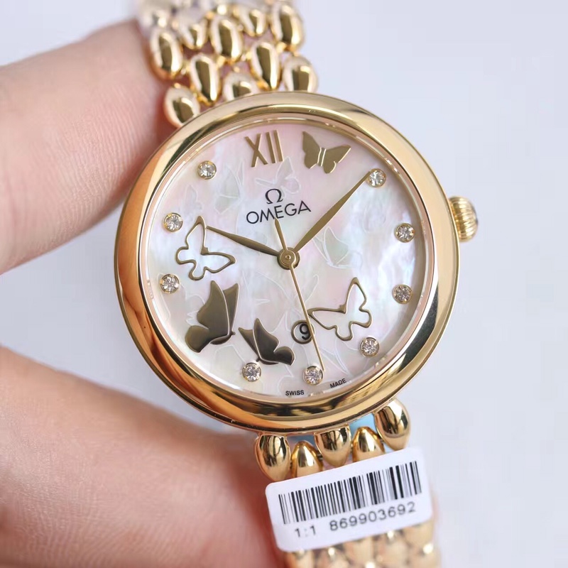 Omega water drop model full rose gold shell Roman diamond face,