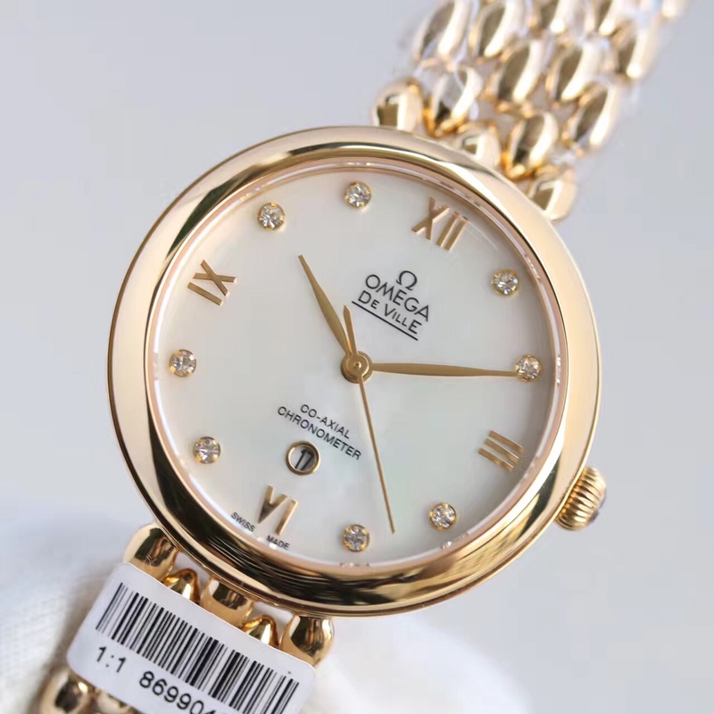 Omega water drop model full rose gold shell Roman diamond face,
