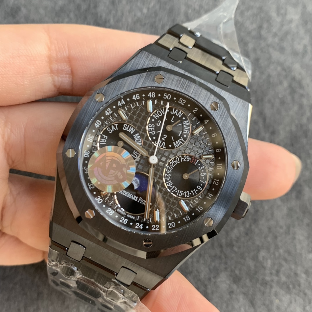 Audemars Piguet Black Ceramic 26579 True Moon Phase Royal Oak series has a