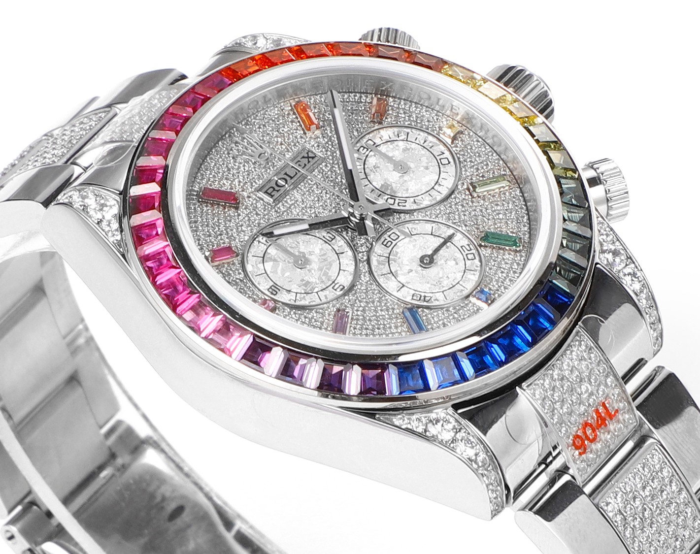 Rolex second-generation Daytona rainbow model full of diamonds 116596 watch!