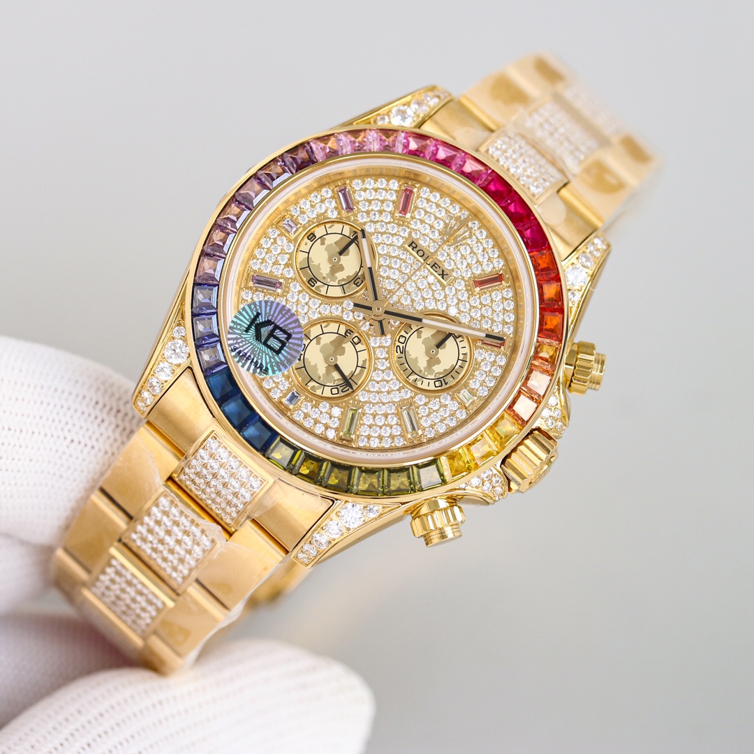 Rolex second-generation Daytona rainbow model full of diamonds 116595 watch!