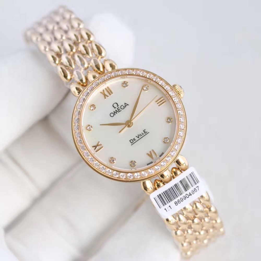 Omega water drop model full rose gold shell Roman diamond face,