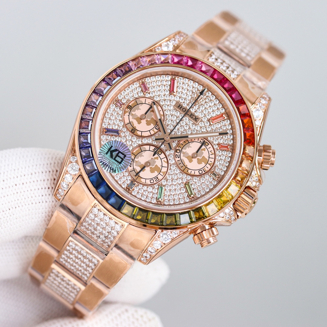 Rolex second-generation Daytona rainbow model full of diamonds 116595 watch!
