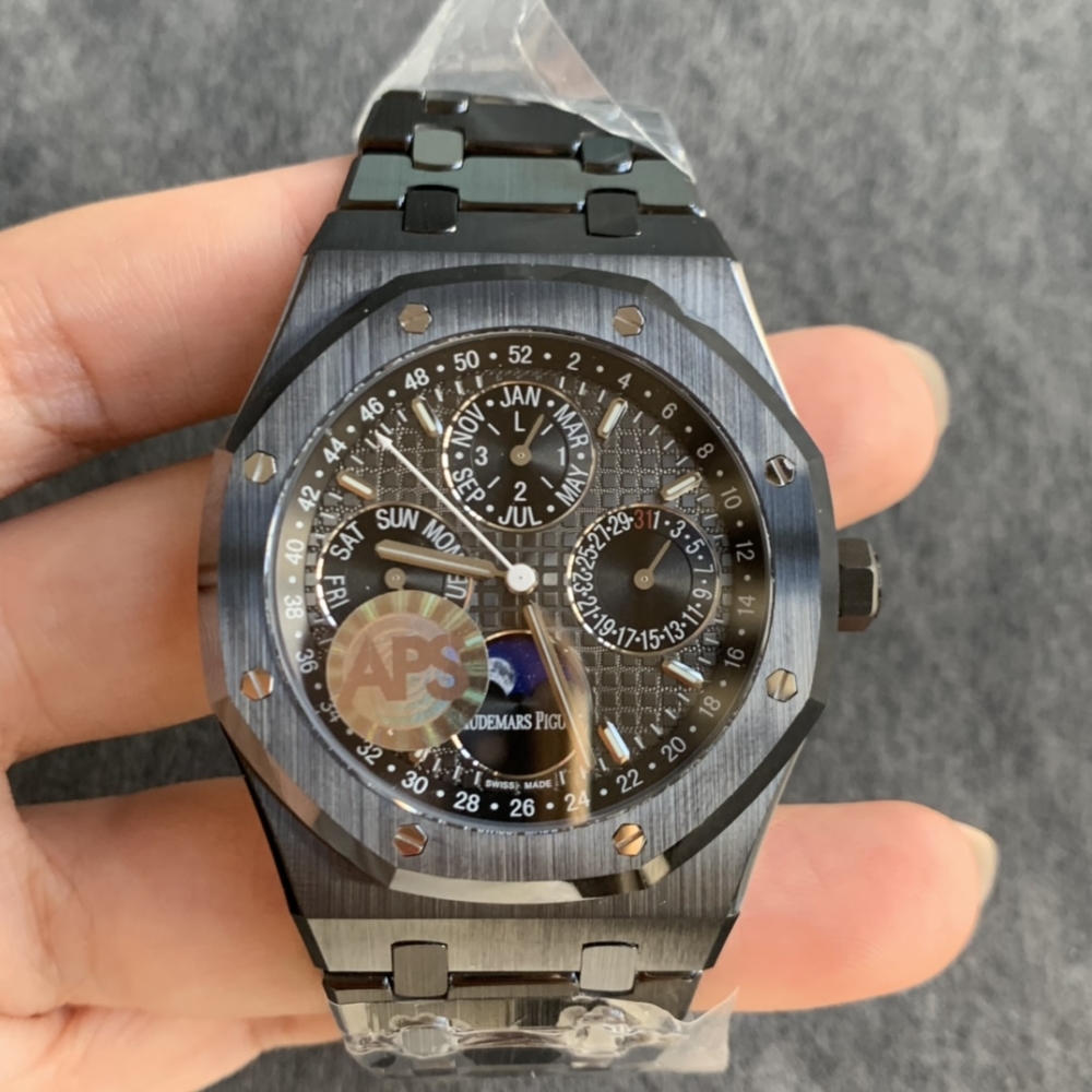 Audemars Piguet Black Ceramic 26579 True Moon Phase Royal Oak series has a