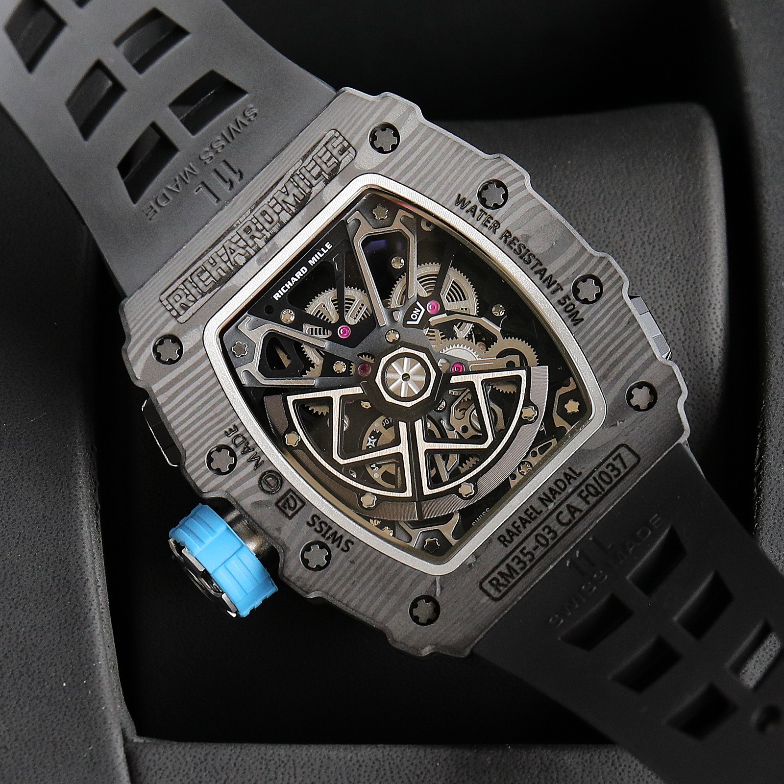 The Chad Mille 35-03 blue watch is a watch launched by Richard Mille.