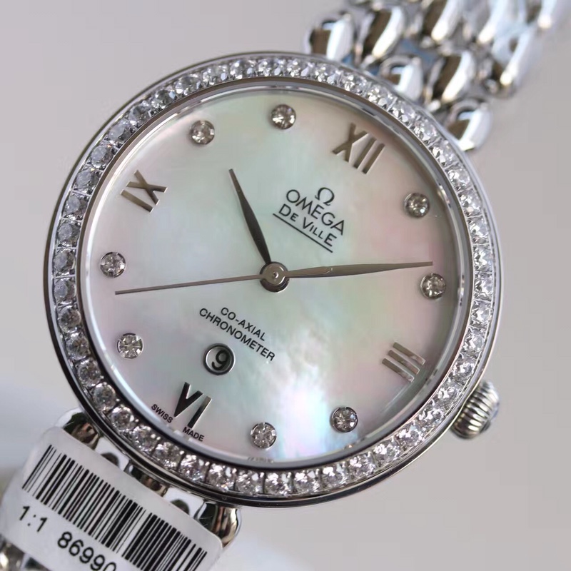 Omega water drop model full rose gold shell Roman diamond face