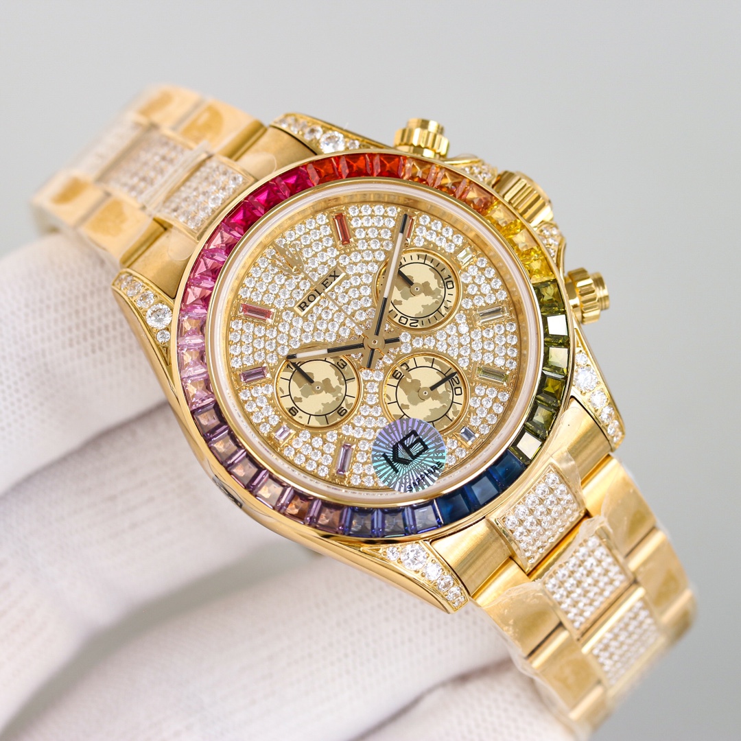 Rolex second-generation Daytona rainbow model full of diamonds 116595 watch!