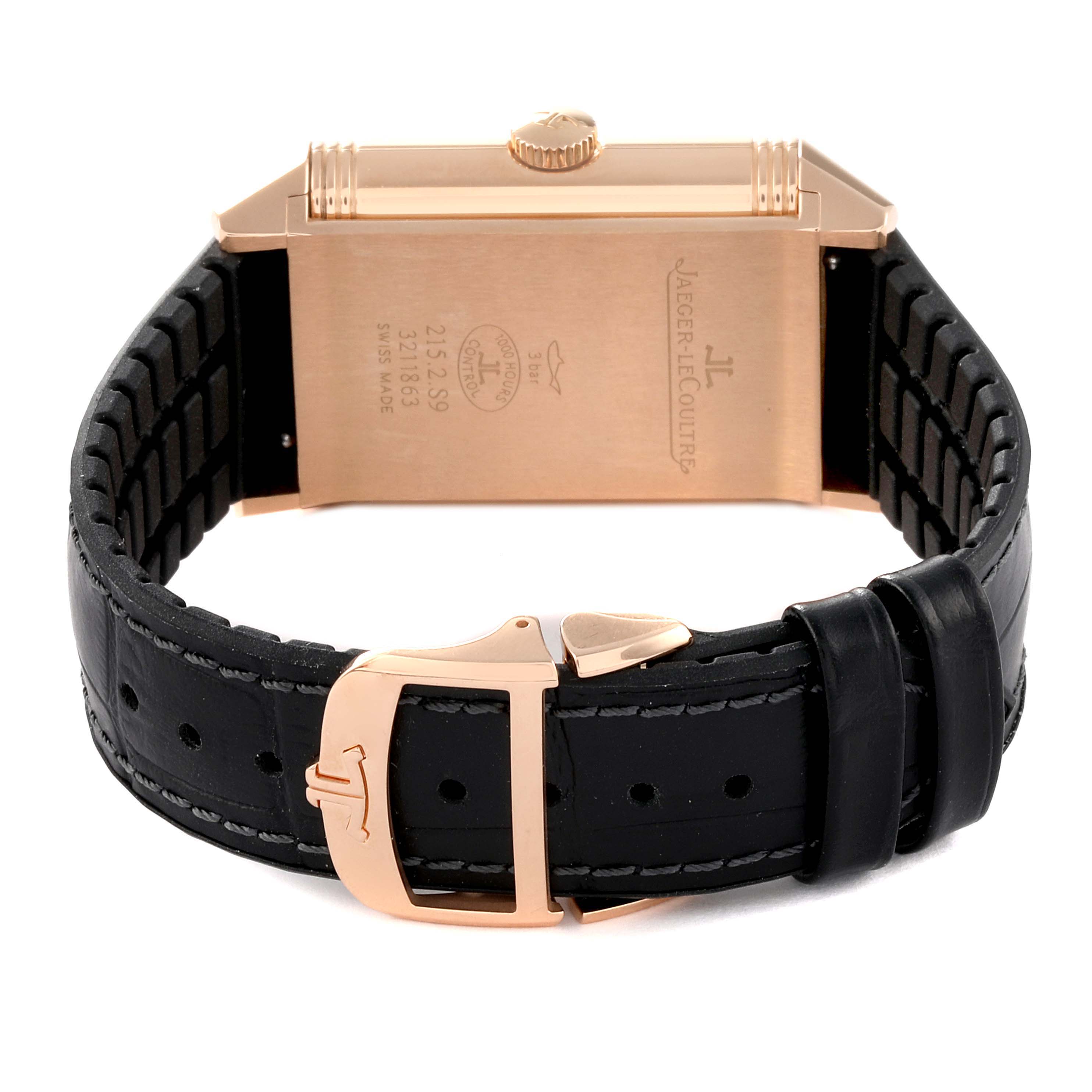 Jaeger LeCoultre Reverso Duoface Rose Gold Mens Watch 215.2.S9 Q3832420 Box Card