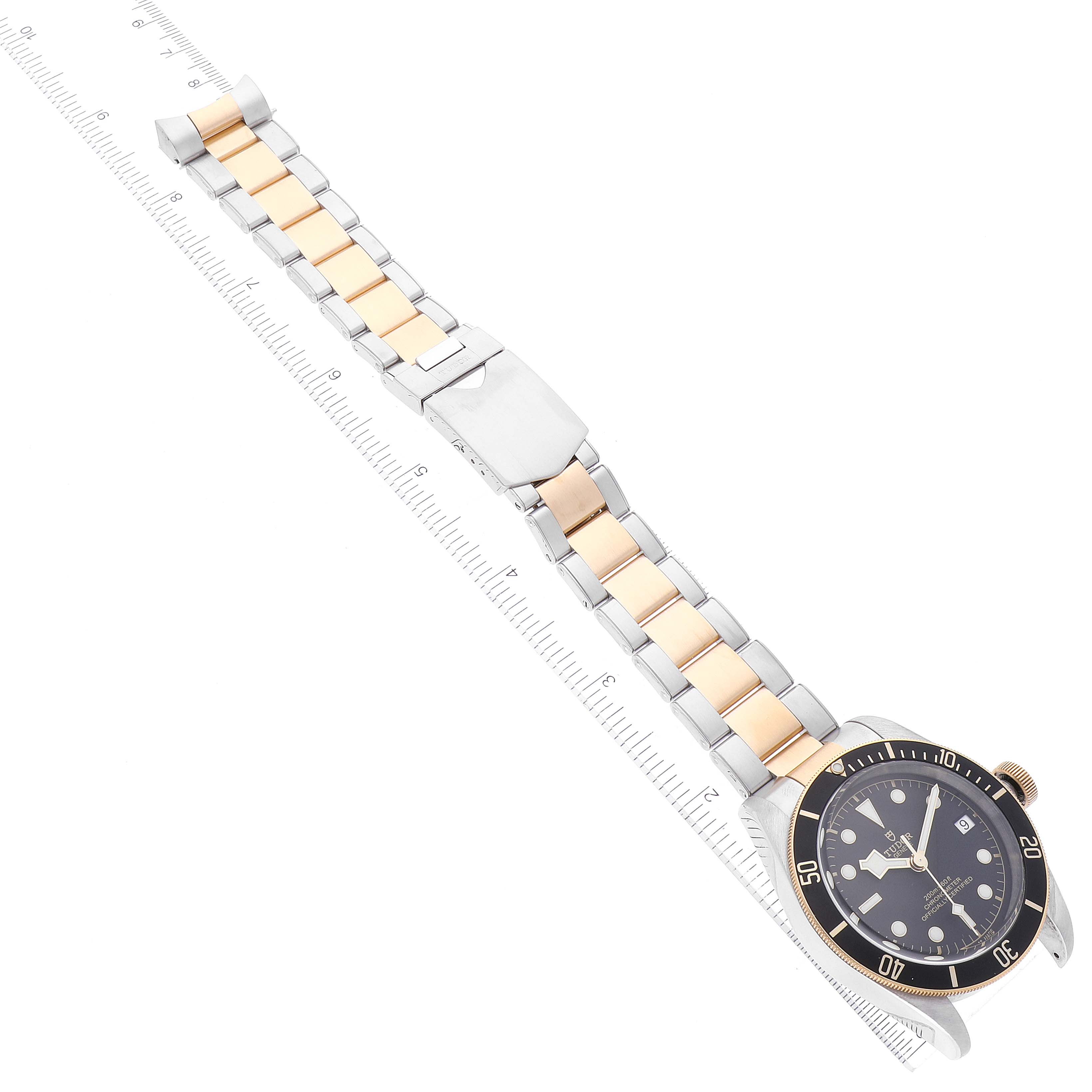 Tudor Black Bay Steel Yellow Gold Black Dial Mens Watch 79733 Box Card