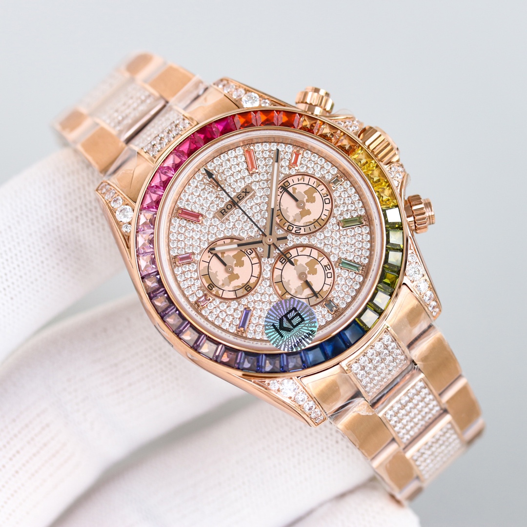 Rolex second-generation Daytona rainbow model full of diamonds 116595 watch!