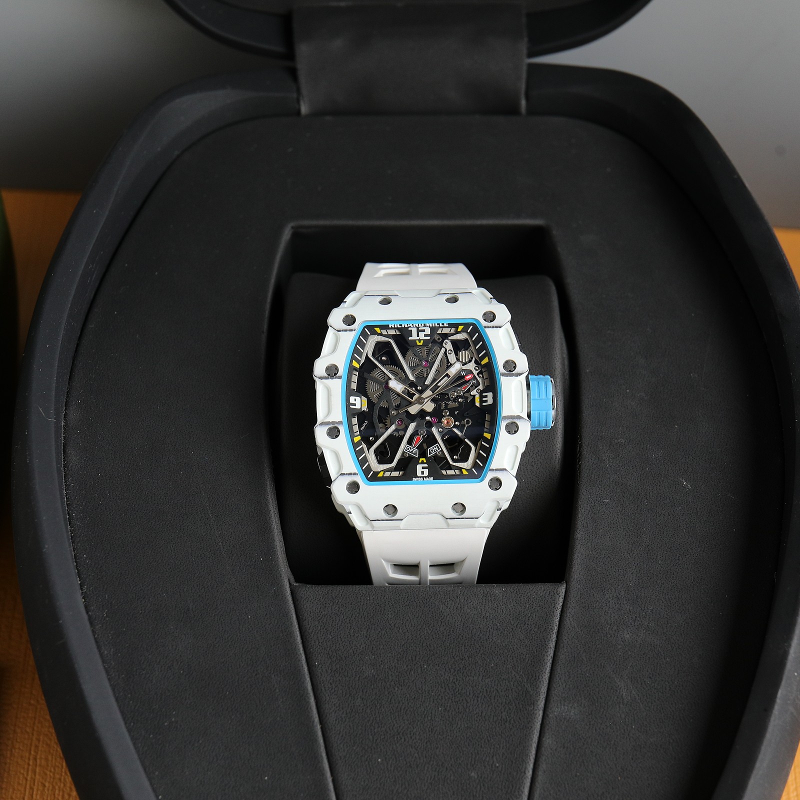 The Chad Mille 35-03 blue watch is a watch launched by Richard Mille.