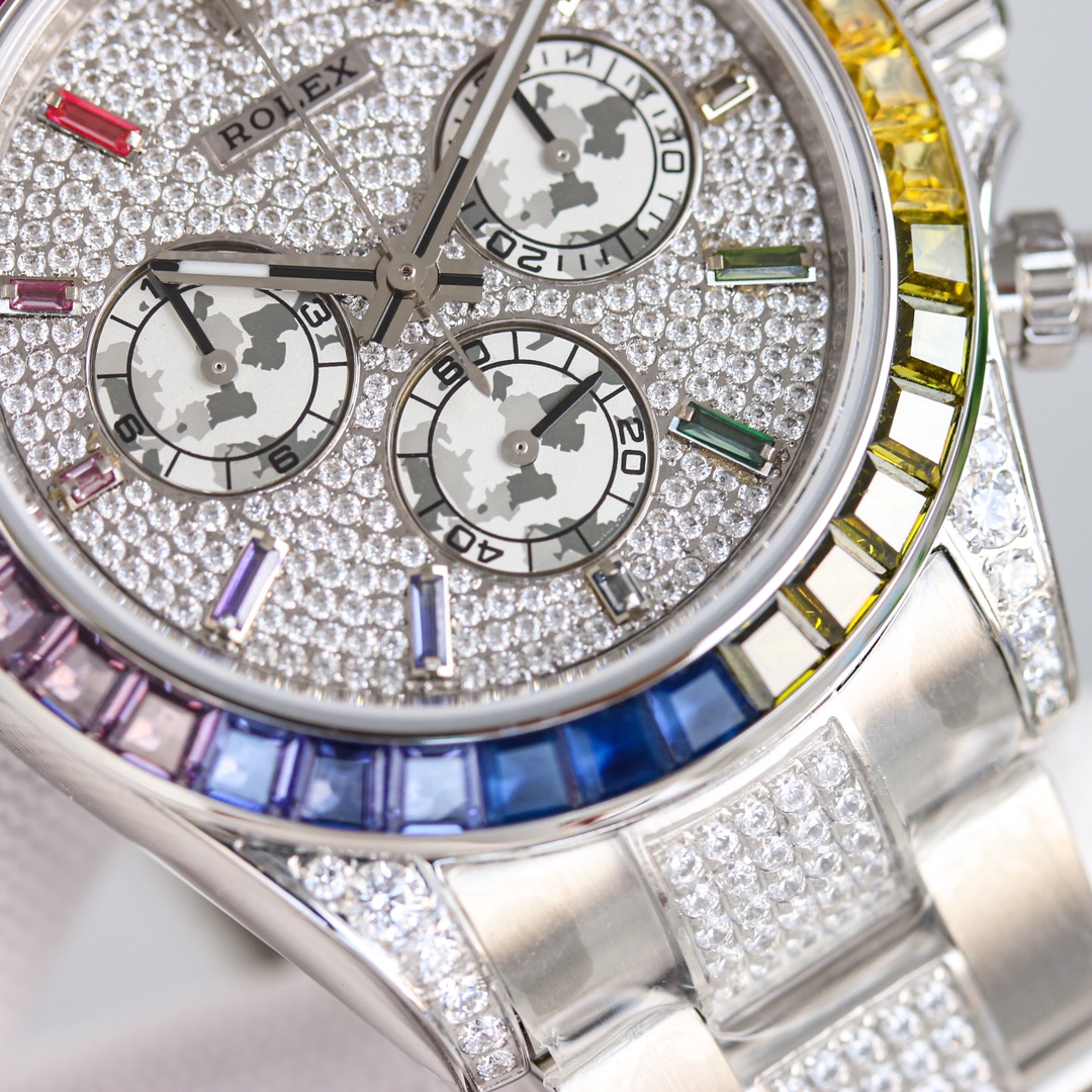 Rolex second-generation Daytona rainbow model full of diamonds 116595 watch!