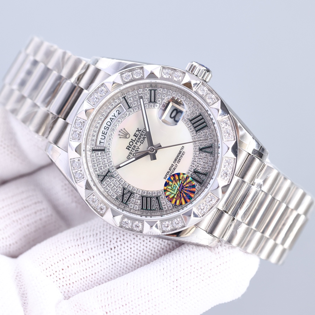 Rolex Day-Date Series Gypsophila Diamond-encrusted Mechanical Watch