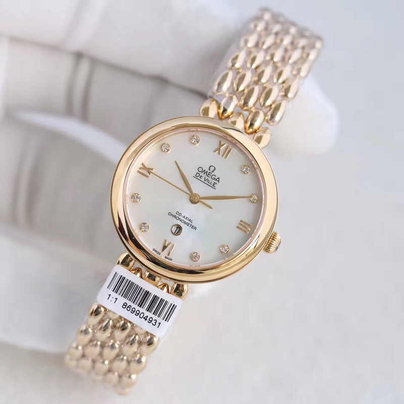 Omega water drop model full rose gold shell Roman diamond face,