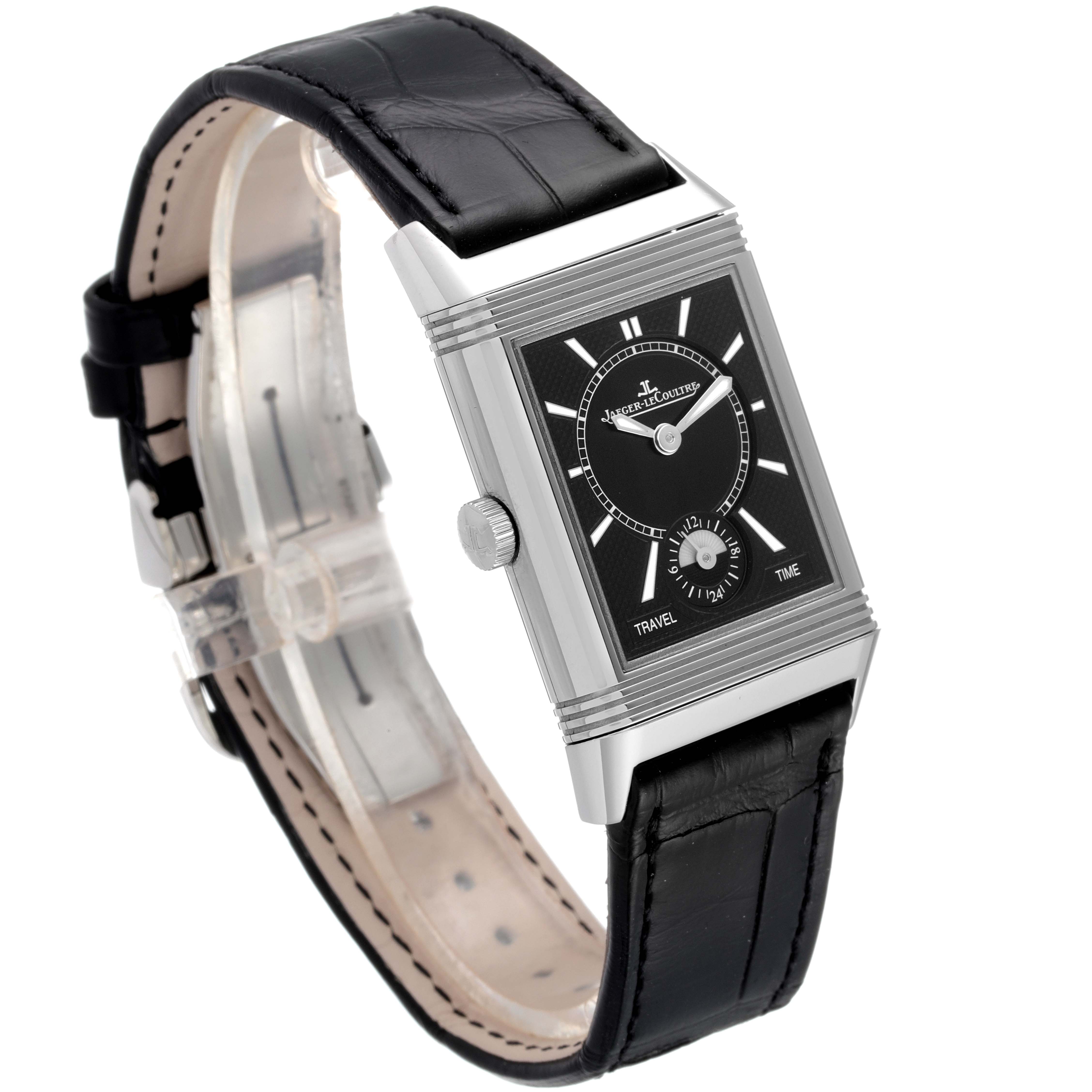 Jaeger LeCoultre Reverso Duo Day Night Mens Watch 213.8.D4 Q3848420 Box Card