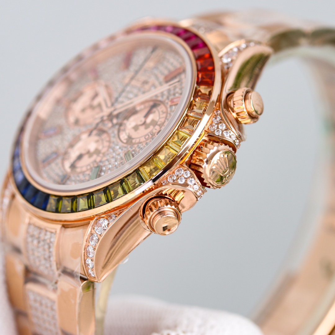 Rolex second-generation Daytona rainbow model full of diamonds 116595 watch!