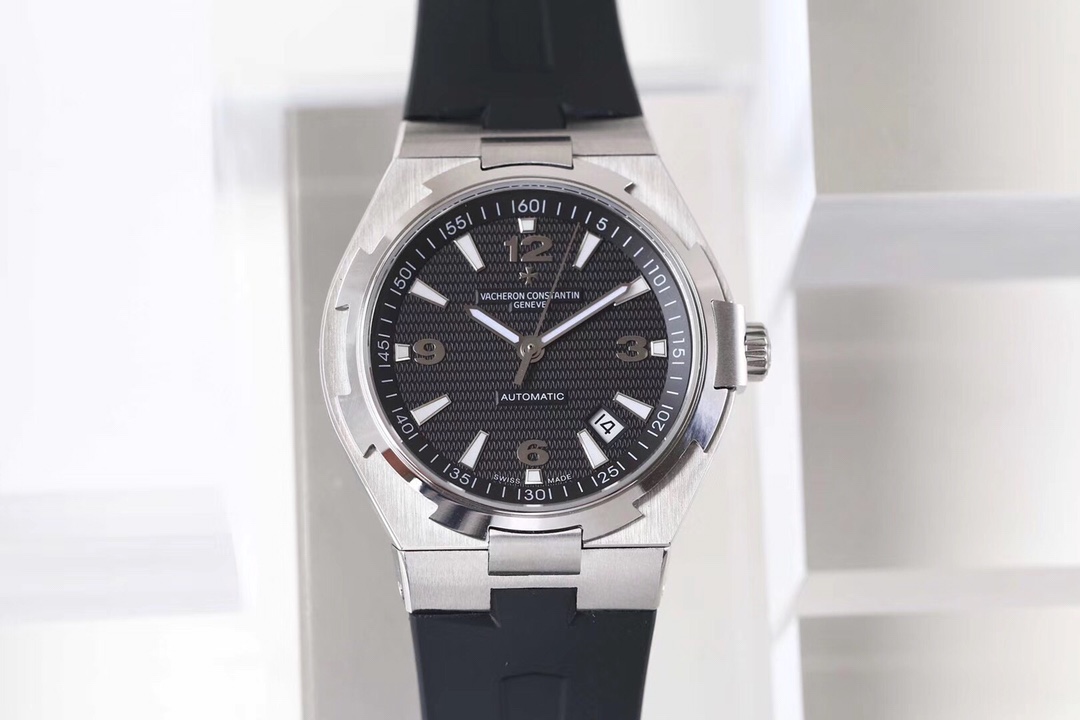 The stainless steel case of the Vacheron Constantin Overseas watch