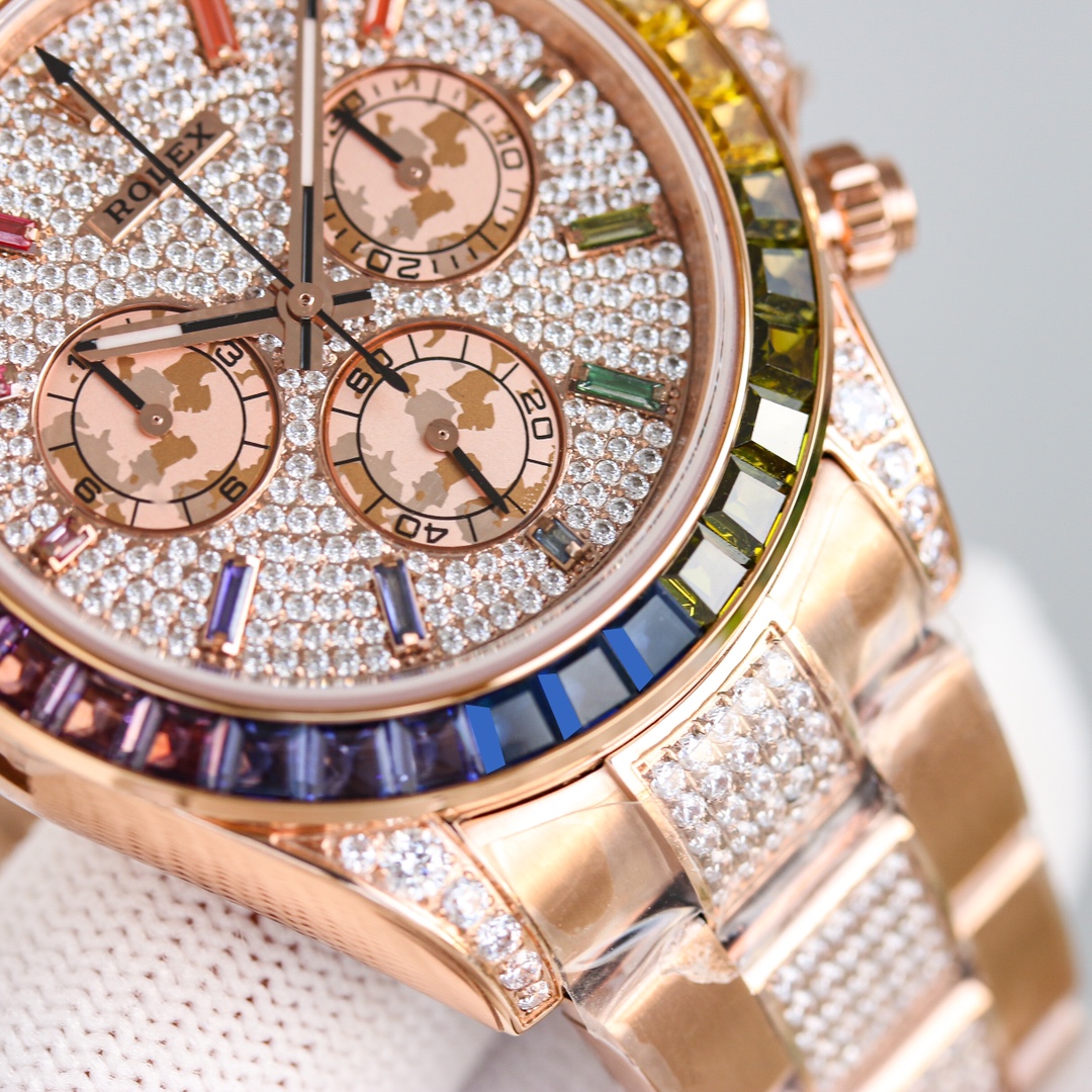 Rolex second-generation Daytona rainbow model full of diamonds 116595 watch!