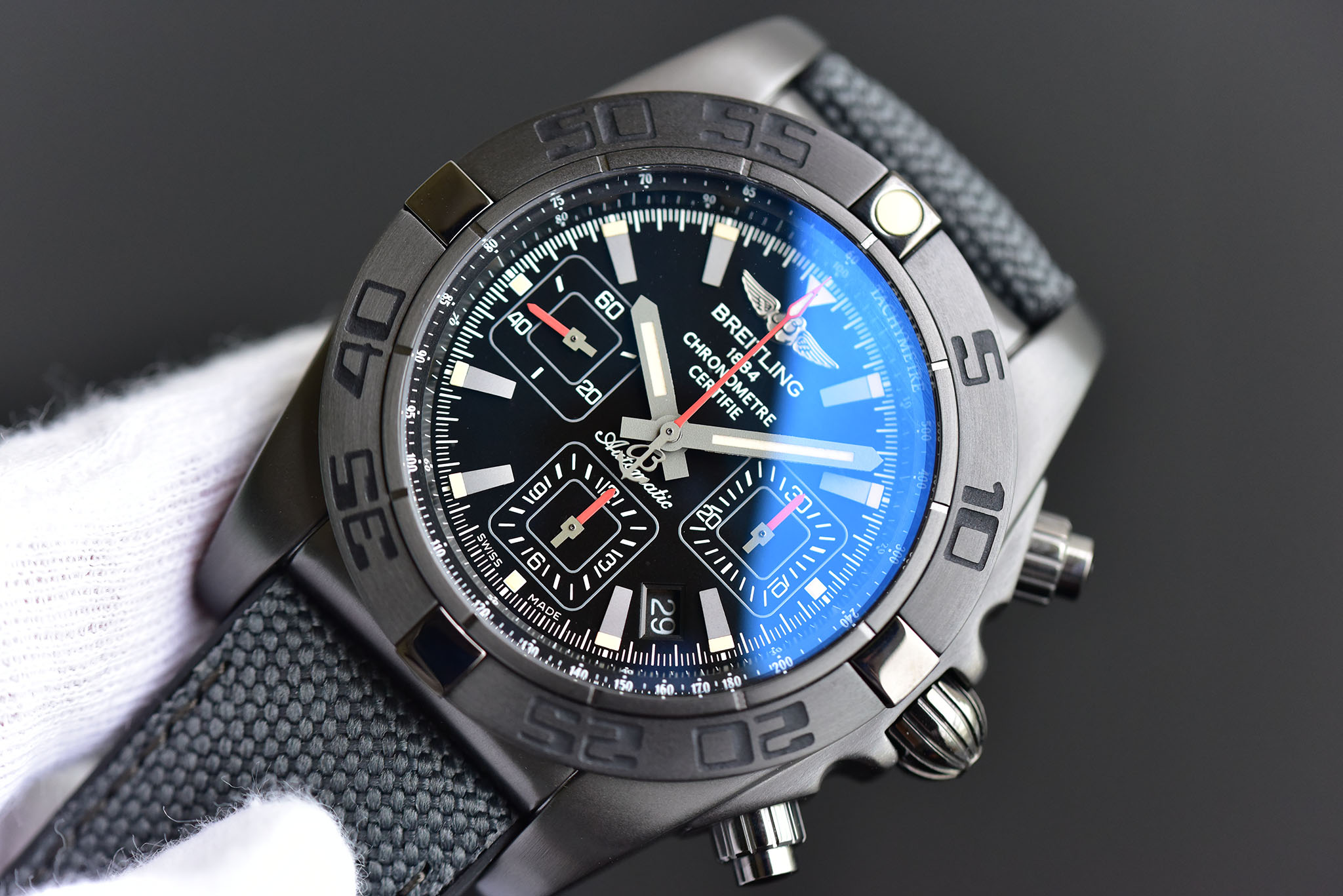 Breitling Mechanical Chronograph 44mm Black Steel Watch