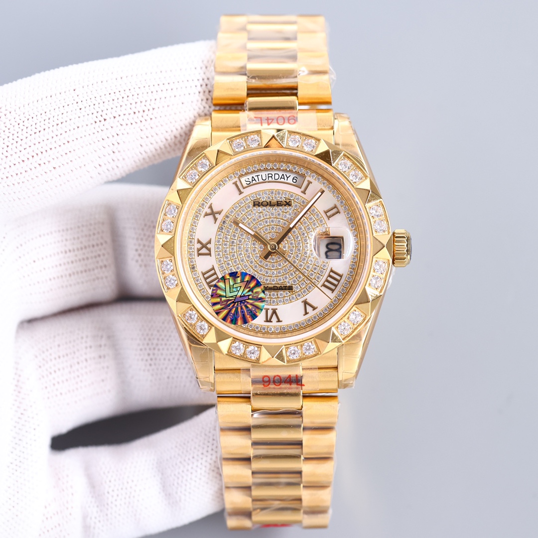 Rolex Day-Date Series starry diamond-encrusted mechanical men's watch