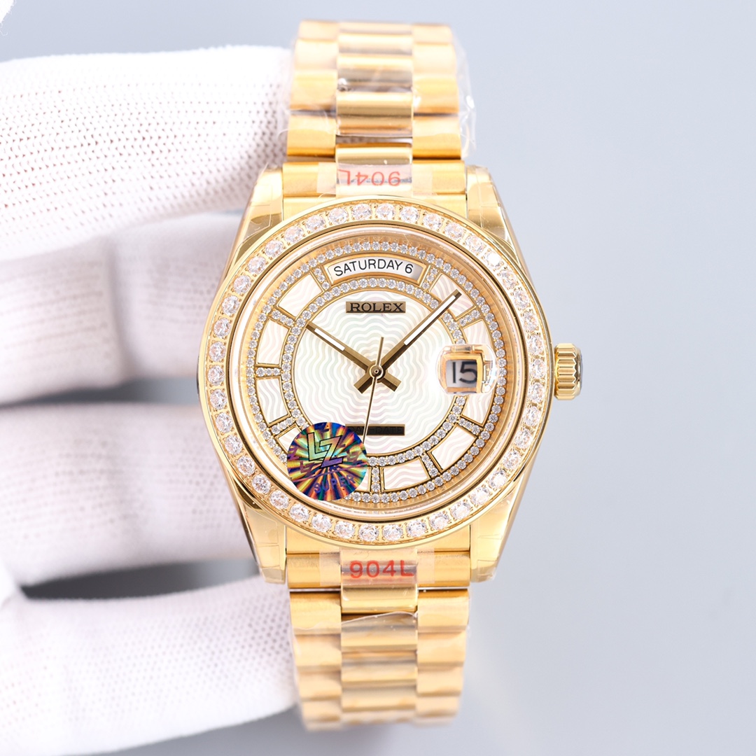 Rolex Day-Date Series starry diamond-encrusted mechanical men's watch