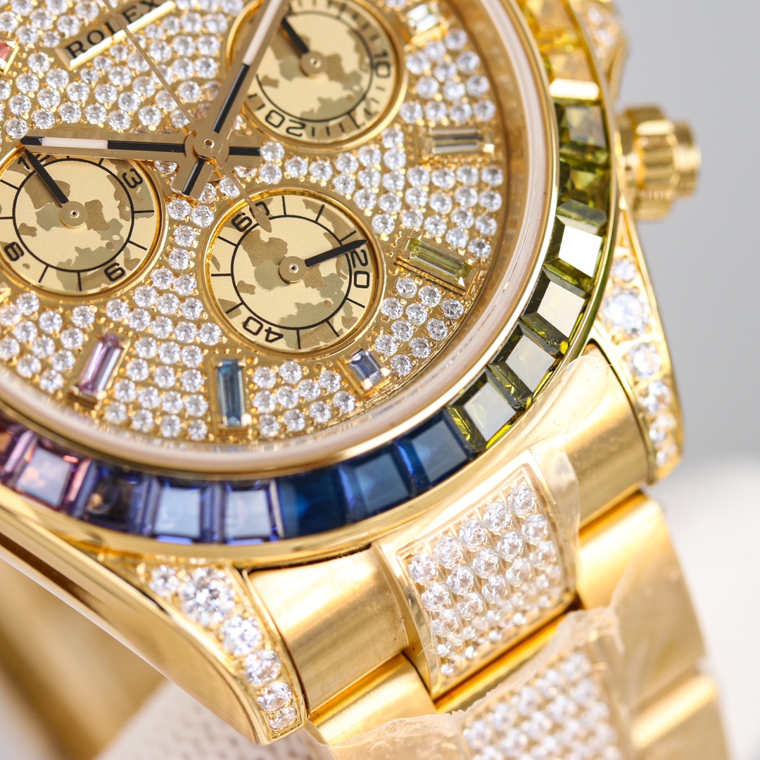 Rolex second-generation Daytona rainbow model full of diamonds 116595 watch!