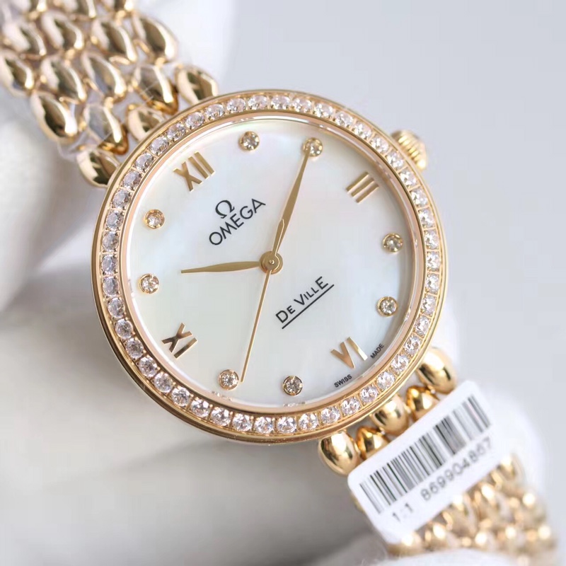 Omega water drop model full rose gold shell Roman diamond face,