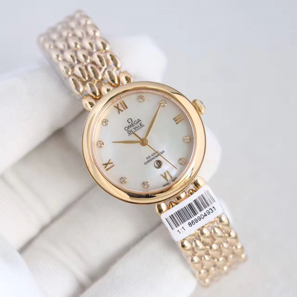Omega water drop model full rose gold shell Roman diamond face,