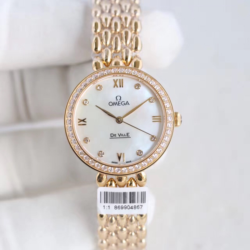 Omega water drop model full rose gold shell Roman diamond face,