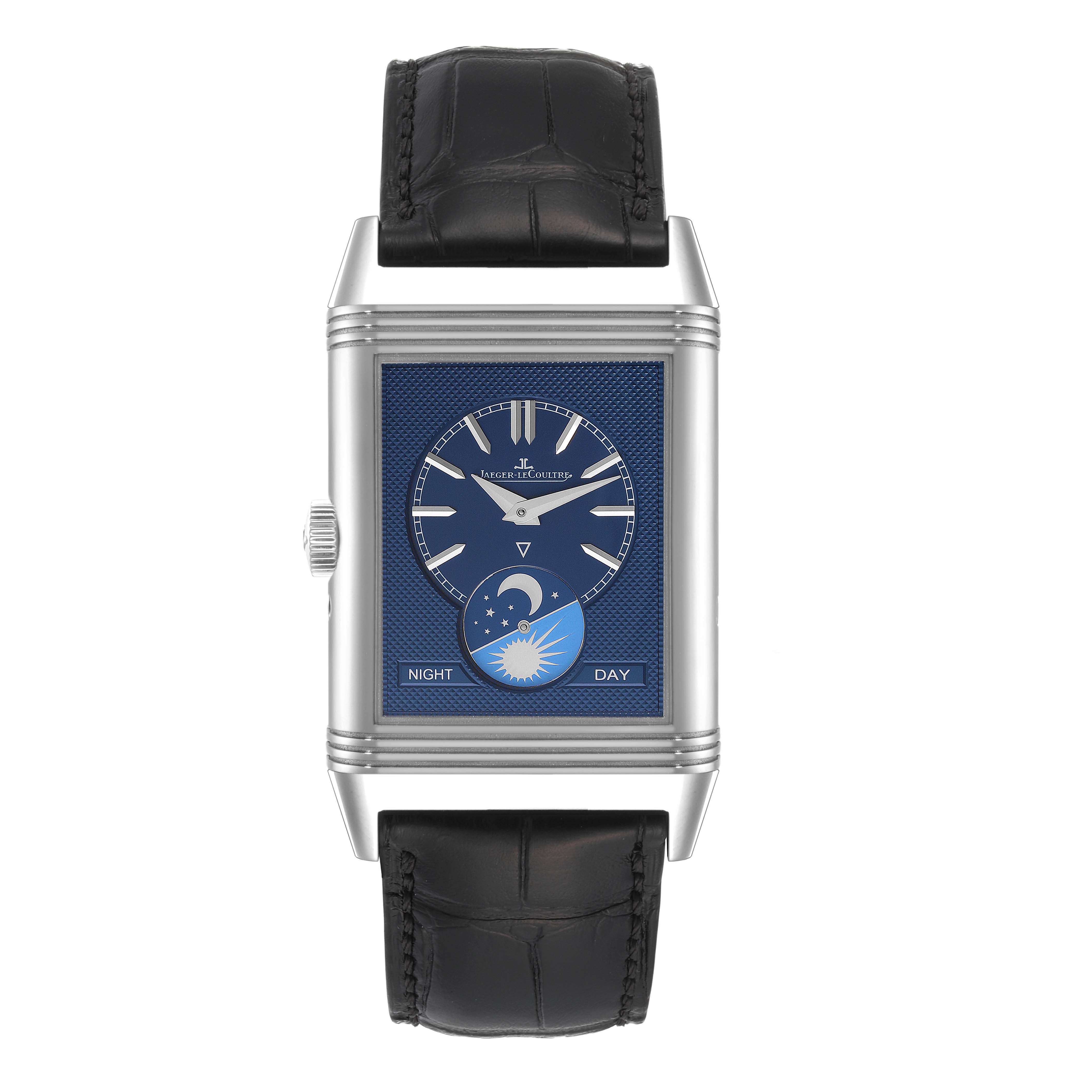 Jaeger LeCoultre Reverso Tribute Duoface Mens Watch 216.8.D3 Q3958420 Box Card