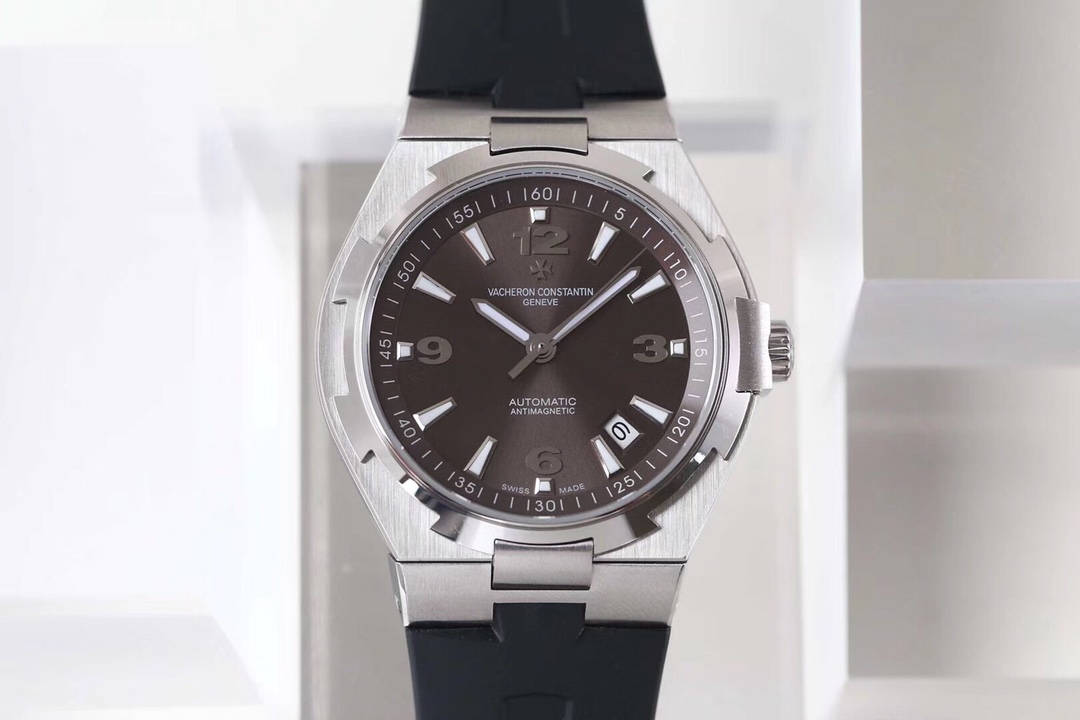 The stainless steel case of the Vacheron Constantin Overseas watch