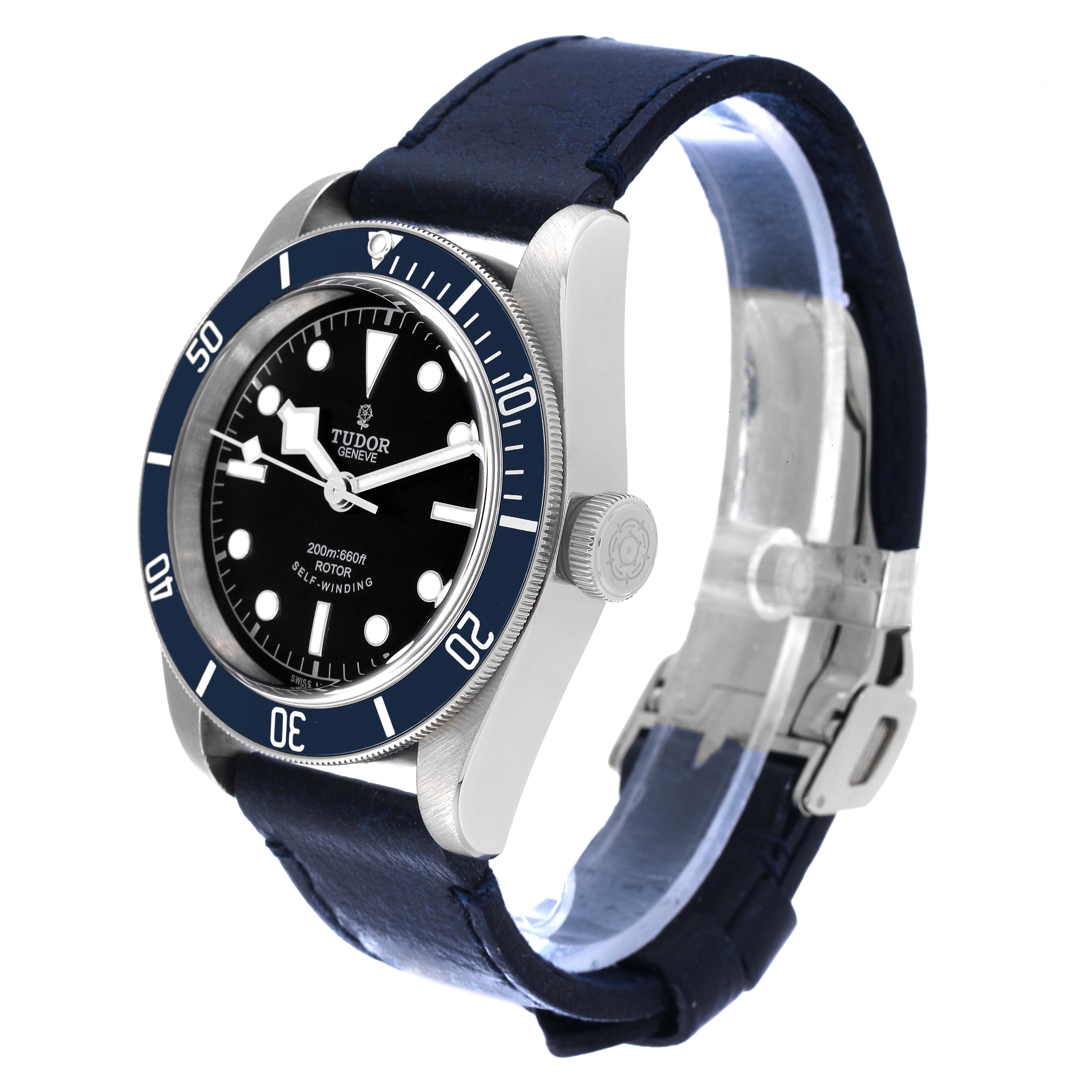 Tudor Heritage Black Bay Blue Bezel Steel Watch 79220B Box Card