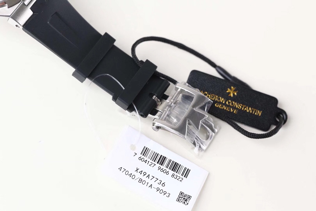 The stainless steel case of the Vacheron Constantin Overseas watch