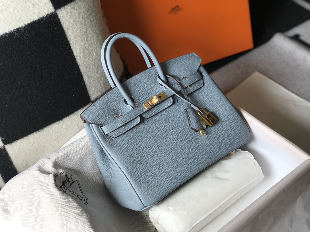 Hermes 𝑫𝒓𝒆𝒂𝒎 𝒃𝒂𝒈 ♥ Bɪʀᴋɪɴ linen blue/gold