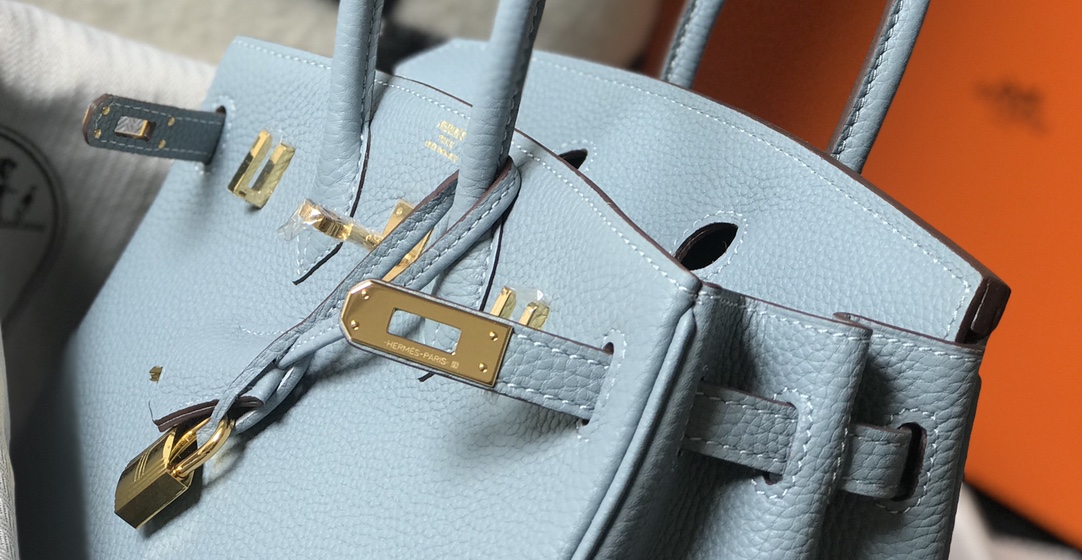 Hermes 𝑫𝒓𝒆𝒂𝒎 𝒃𝒂𝒈 ♥ Bɪʀᴋɪɴ linen blue/gold