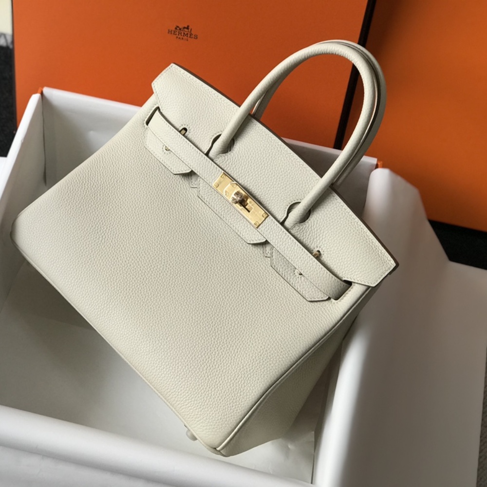 Hermes 𝑫𝒓𝒆𝒂𝒎 𝒃𝒂𝒈 ✐...Milkshake White (gold and silver buckle)