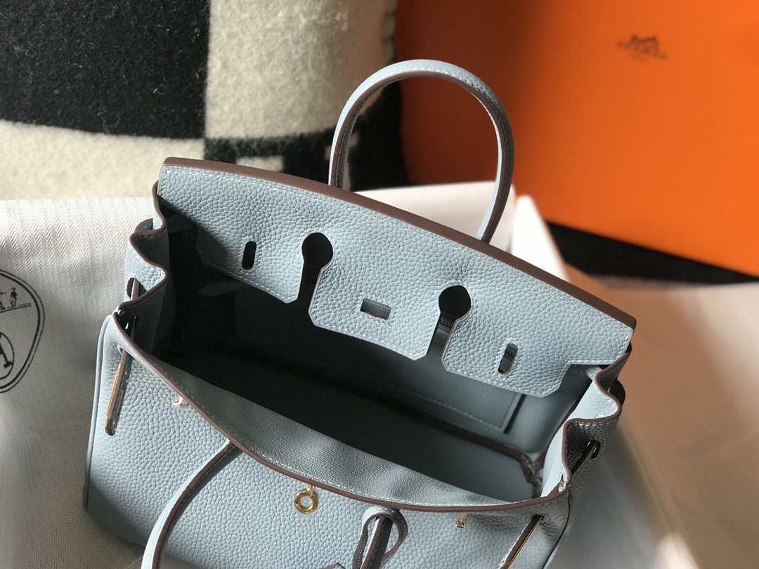 Hermes 𝑫𝒓𝒆𝒂𝒎 𝒃𝒂𝒈 ♥ Bɪʀᴋɪɴ linen blue/gold