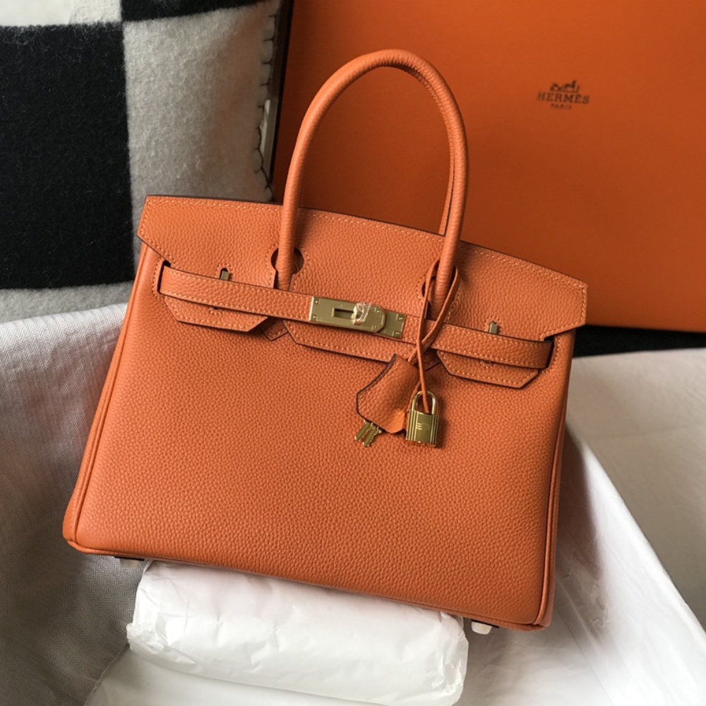 Hermès 𝑫𝒓𝒆𝒂𝒎 𝒃𝒂𝒈 ✐..Hermès Orange. (gold and silver buckle)