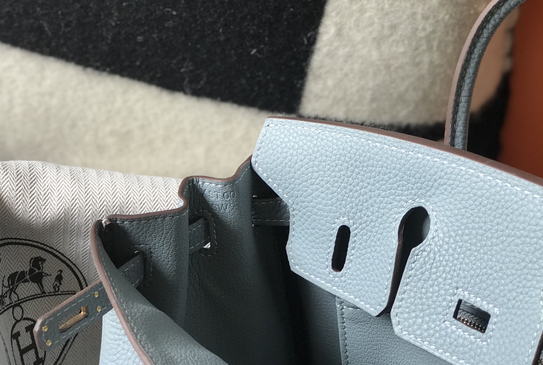 Hermes 𝑫𝒓𝒆𝒂𝒎 𝒃𝒂𝒈 ♥ Bɪʀᴋɪɴ linen blue/gold