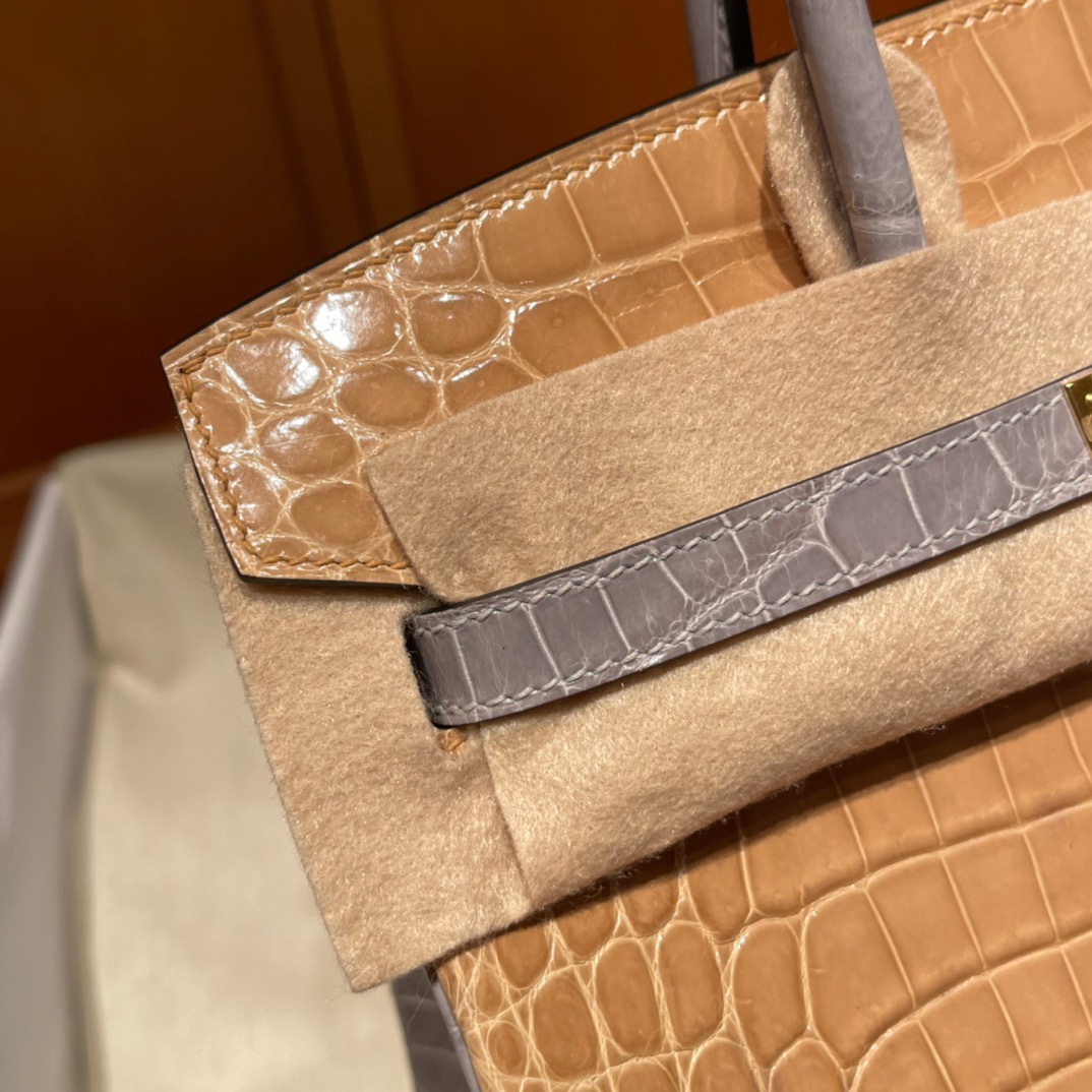 Hermès stock 25 birkin matte American crocodile Alligator square