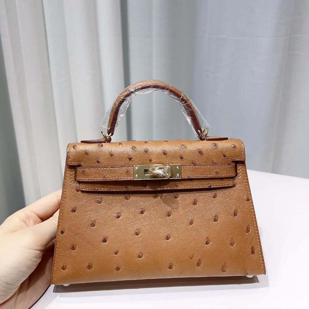 Hermès Kelly second generation 19cm imported top quality KK ostrich leather