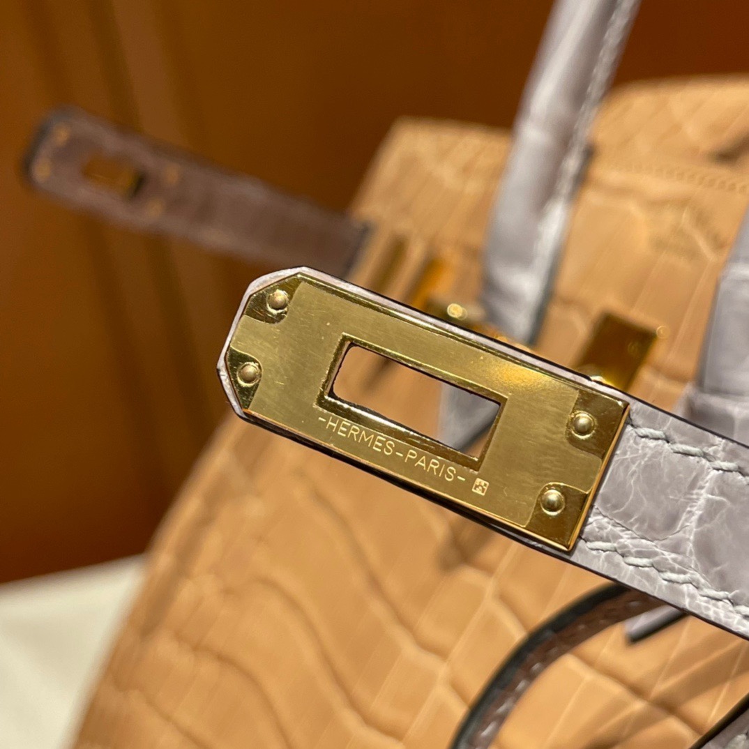 Hermès stock 25 birkin matte American crocodile Alligator square