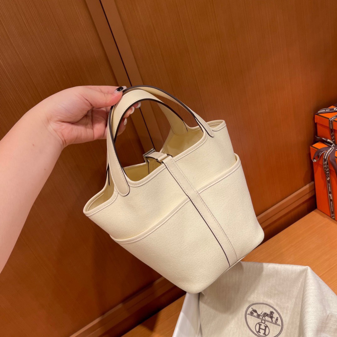 Hermès cargo picotin vegetable basket canvas,