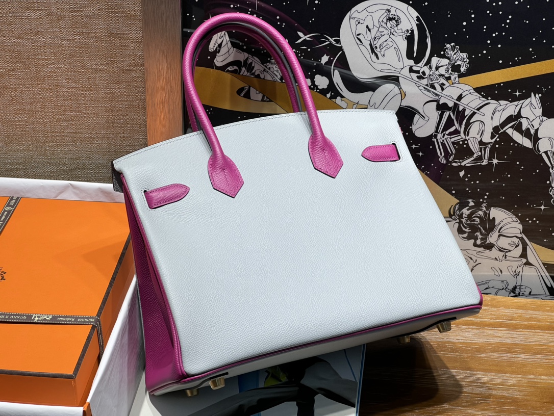 Hermès Birkin 30 Seagull Gray and Rose Purple