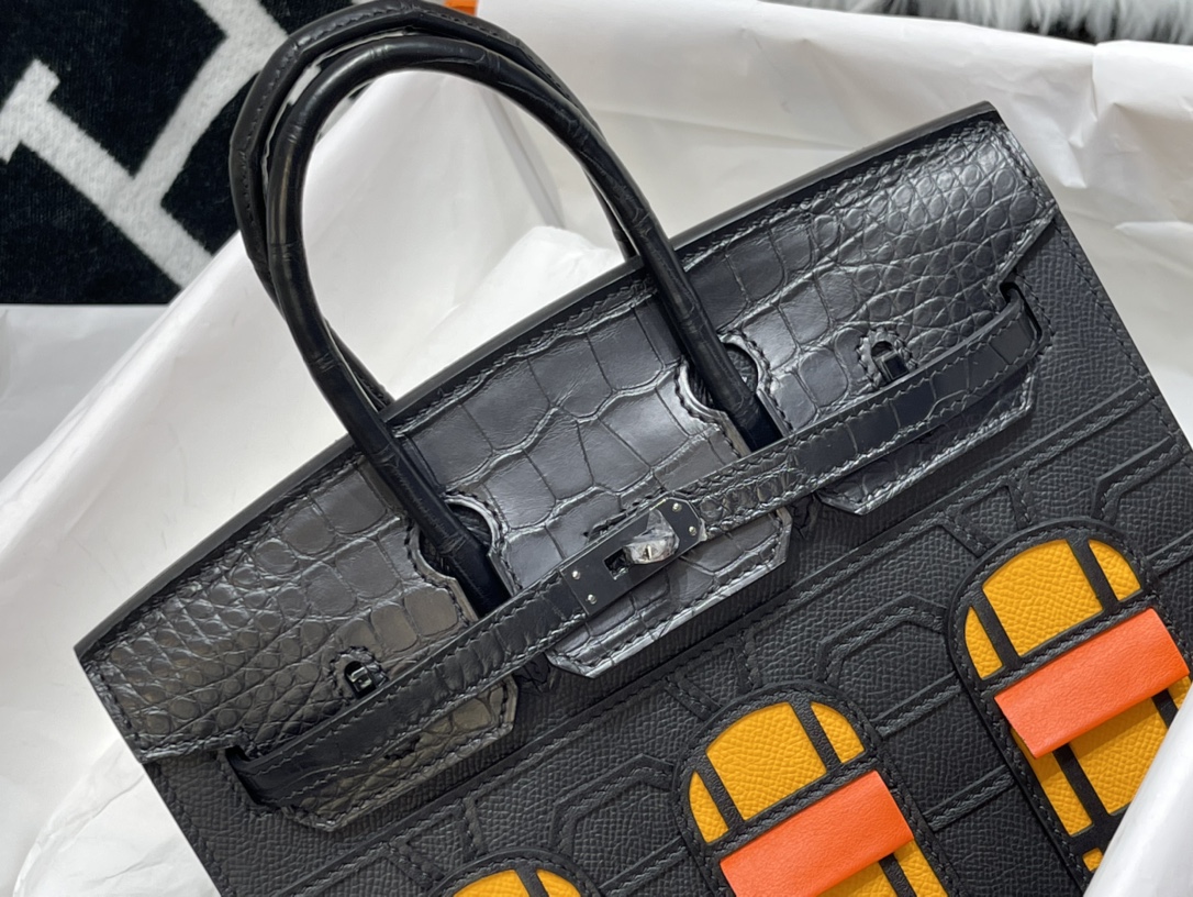 Hermès: Small House Bag 25CM. In stock🈶️ American crocodile