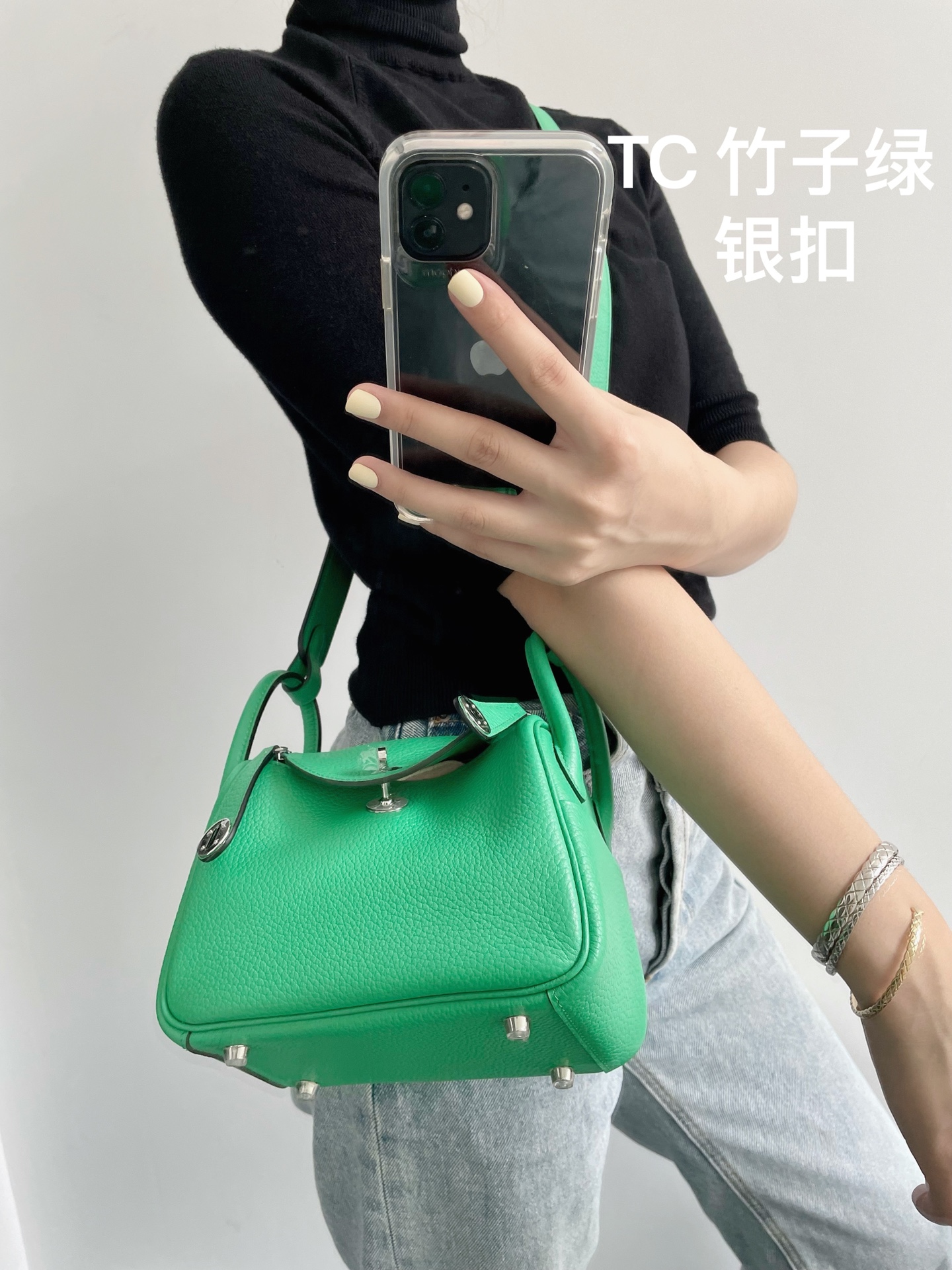 Hermès Kelly mini 2 American crocodile matte 6U mint green silver buckle