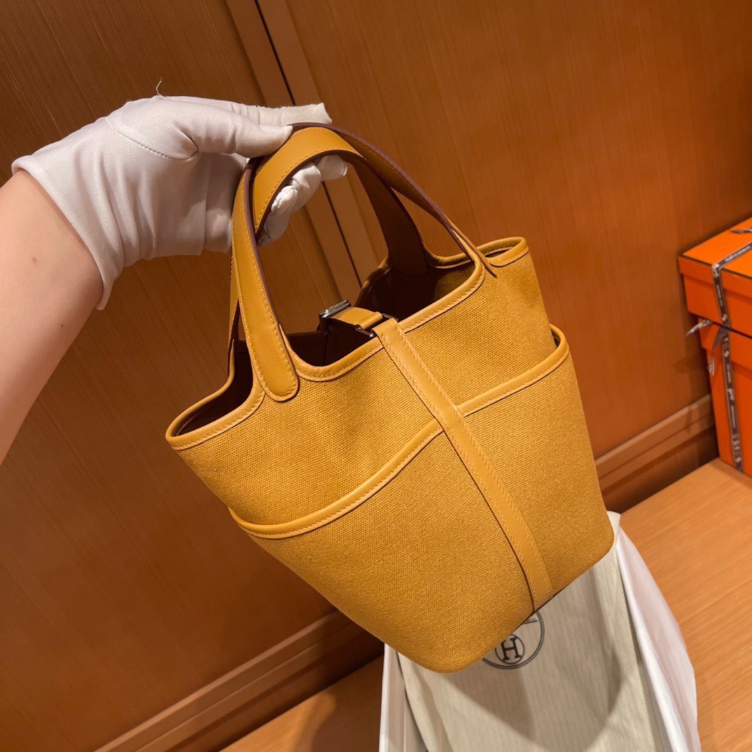 Hermès cargo picotin vegetable basket canvas,