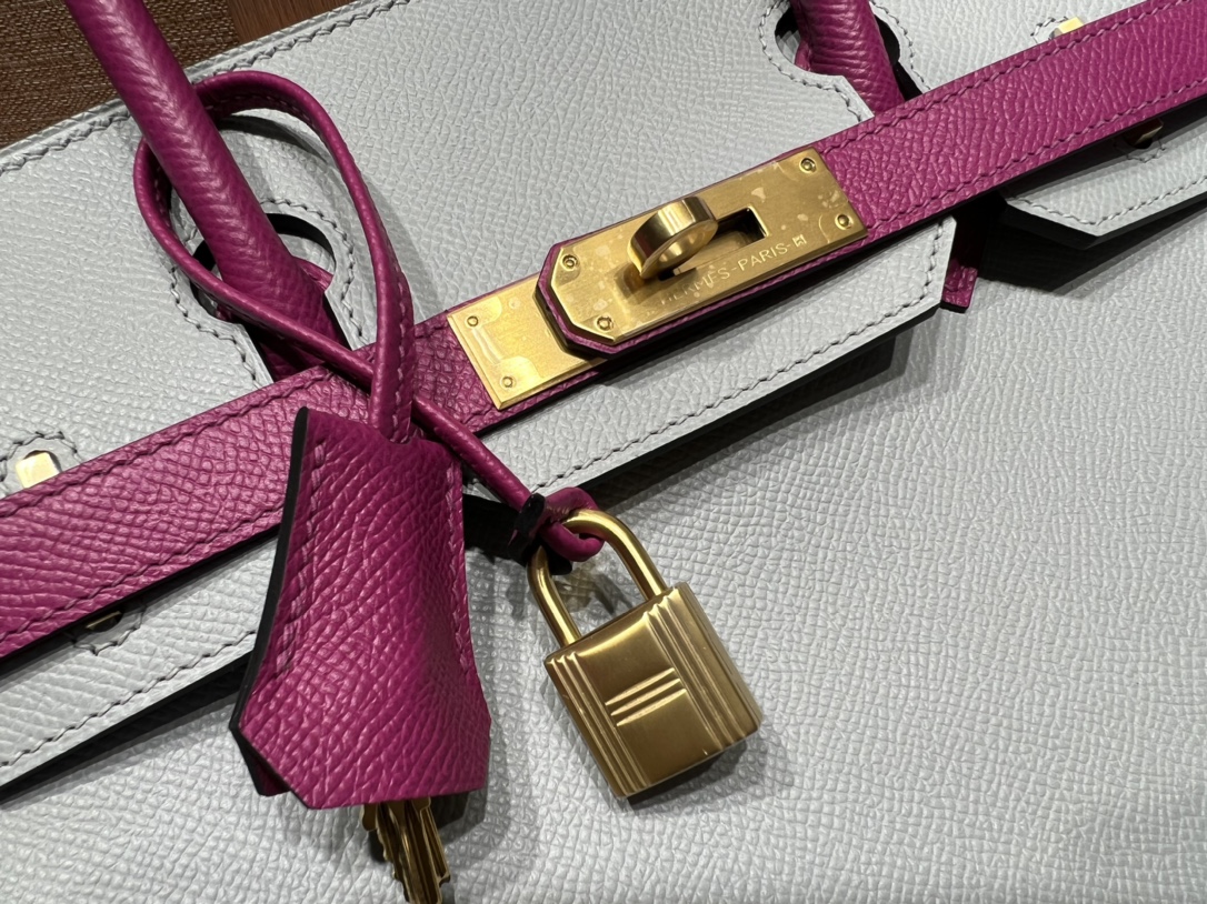 Hermès Birkin 30 Seagull Gray and Rose Purple