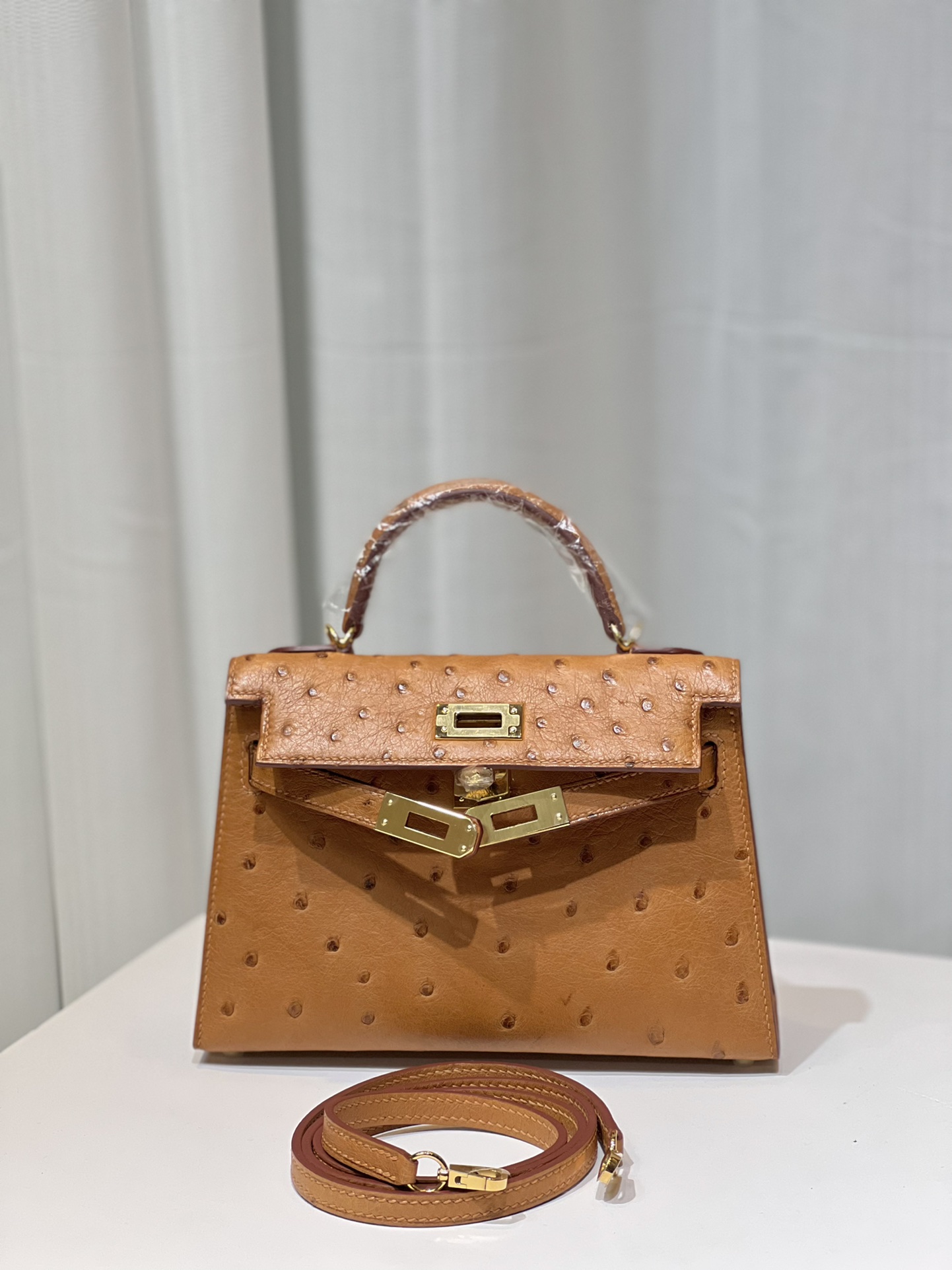 Hermès Kelly second generation 19cm imported top quality KK ostrich leather