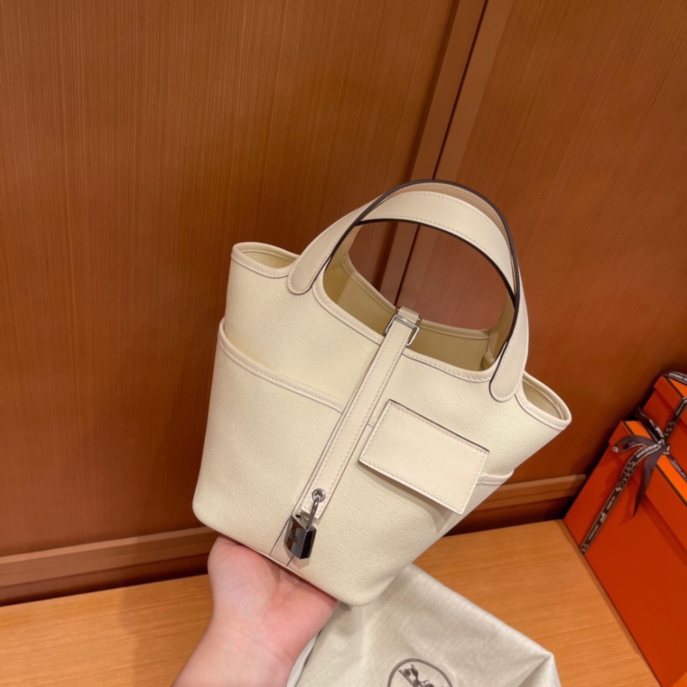 Hermès cargo picotin vegetable basket canvas,